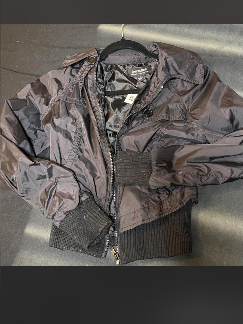 Cotton On Shiny Black Cropped Bomber Jacket